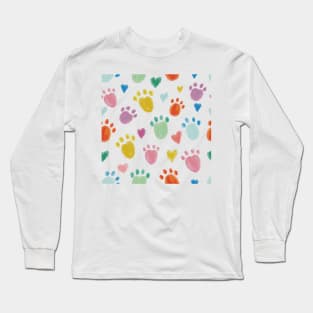 Colorful cute paw prints Long Sleeve T-Shirt